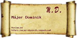 Májer Dominik névjegykártya